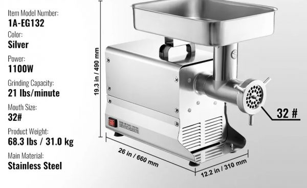 Kommerzieller Elektrischer Fleischwolf 9,53kg/Min – Bild 9