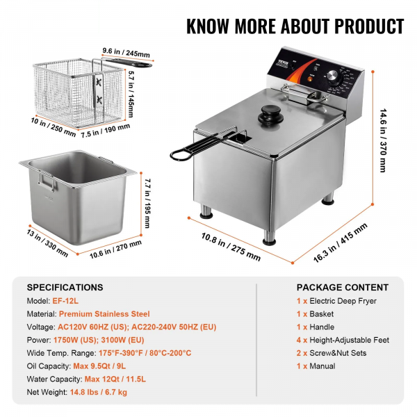 kommerzielle fritteuse 9l 3100w
