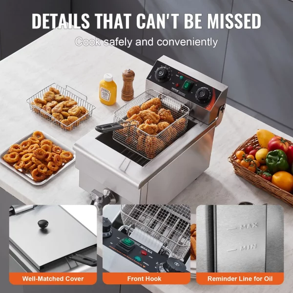 kommerzielle fritteuse 9l mit timer 1500w