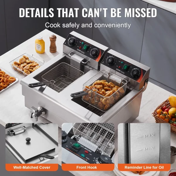 profi doppel fritteuse 2x12l edelstal | timer & thermostat