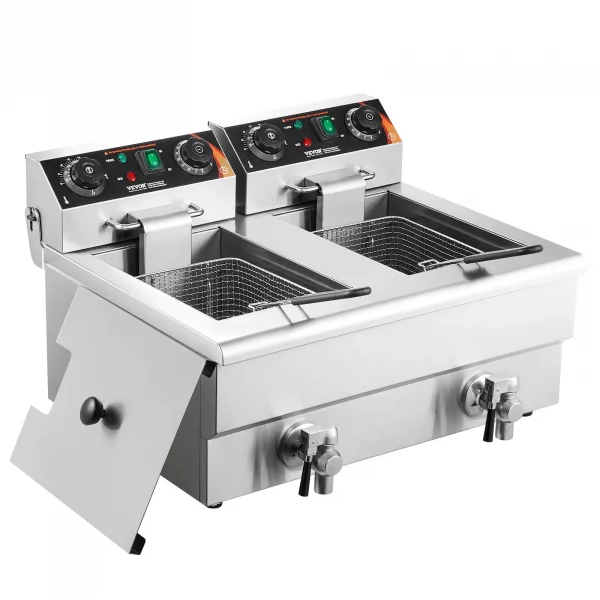 profi doppel fritteuse 2x12l edelstal | timer & thermostat
