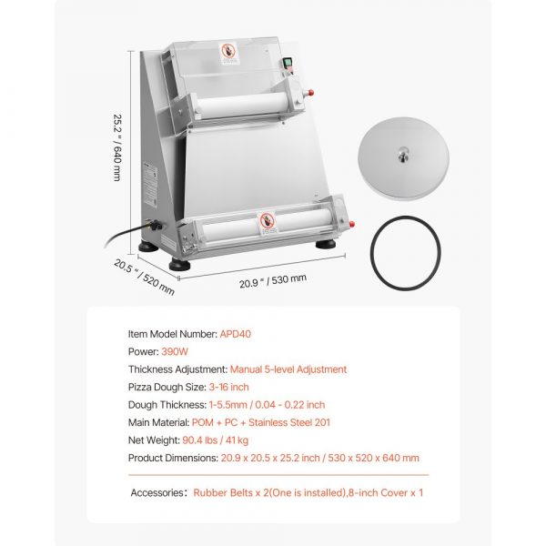elektrische pizzateigpresse 355,6 mm