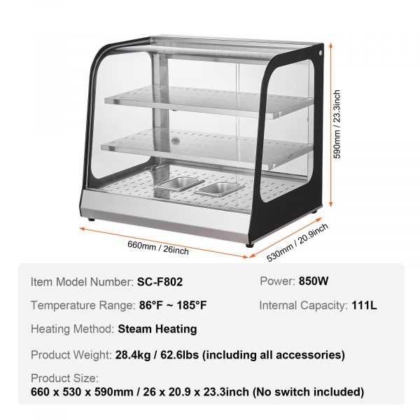 kommerzieller speisenwärmer 850 w 2 stufiger