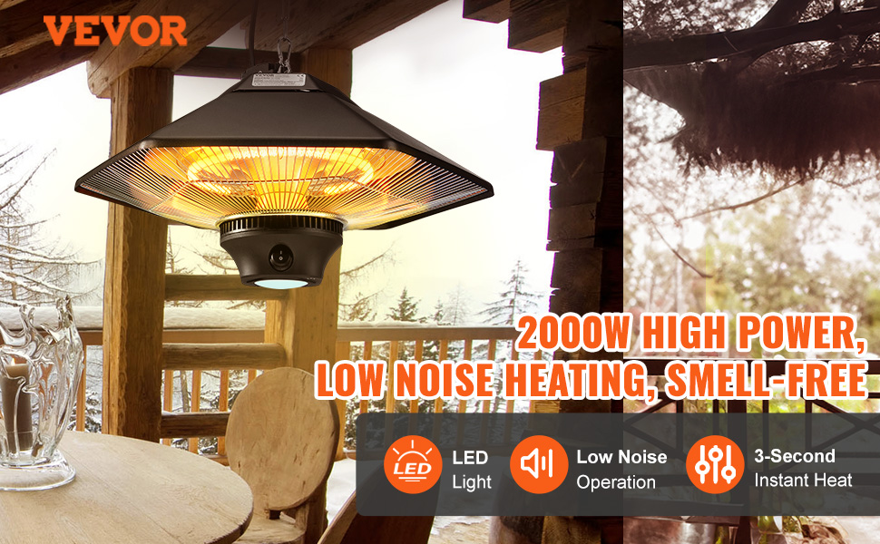 deckenheizstrahler 2000w mit fernbedienung & led, ip34, 3 stufen, für terrasse & innen deckenheizstrahler 2000w mit fernbedienung & led, ip34, 3 stufen, für terrasse & innen