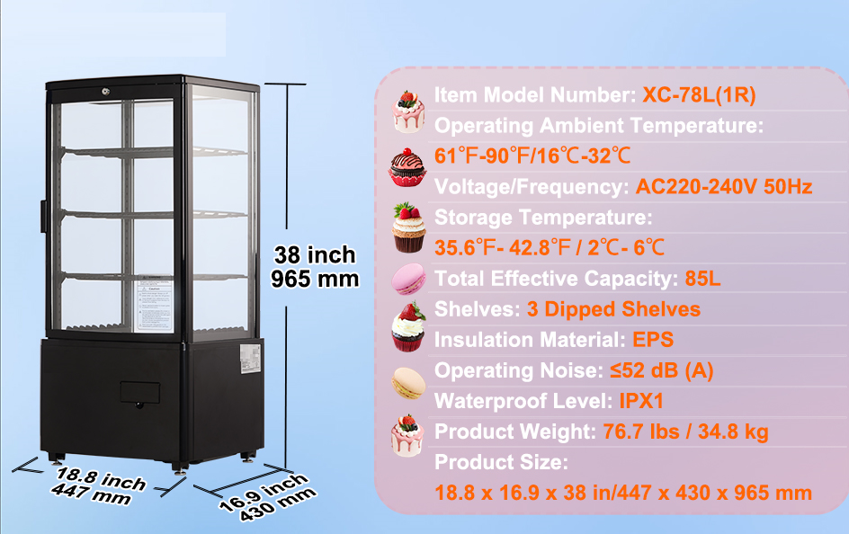 kühlvitrine 85 l – 3 stufige gebäck & bäckereivitrine mit led kühlvitrine 85 l – 3 stufige gebäck & bäckereivitrine mit led