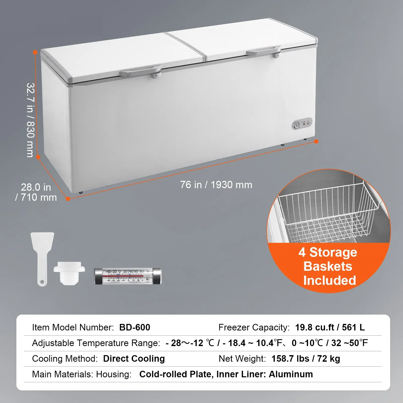 Gefriertruhe 561 L – Gewerbliche Tiefkühltruhe – Bild 7