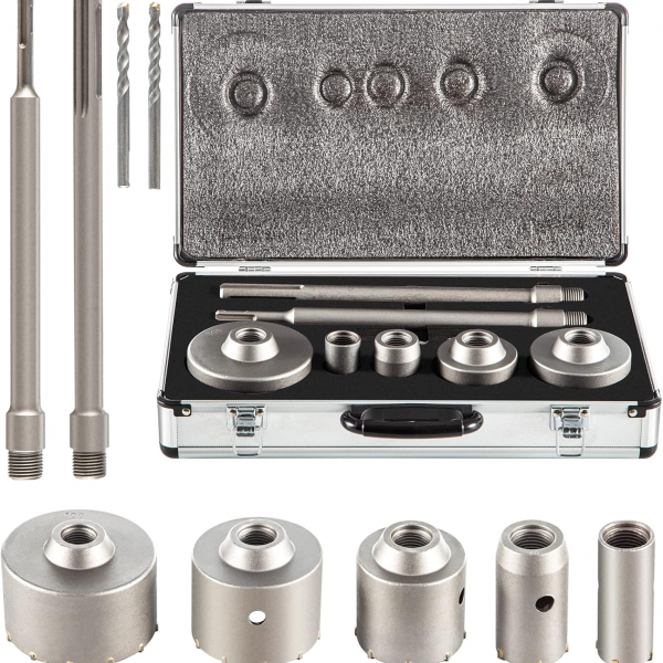 beton bohrkronen 30 100mm set 11 tlg. mit sds plus & max adapter dosensenker