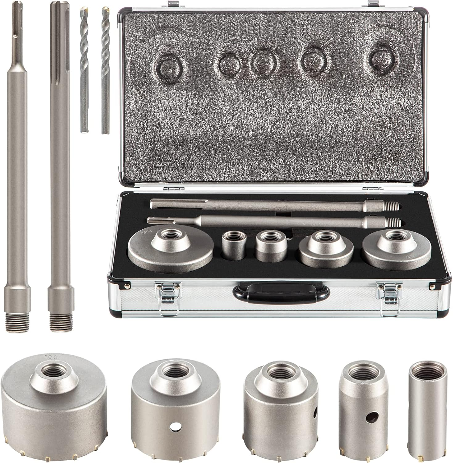 beton bohrkronen 30 100mm set 11 tlg. mit sds plus & max adapter dosensenker beton bohrkronen 30 100mm set 11 tlg. mit sds plus & max adapter dosensenker