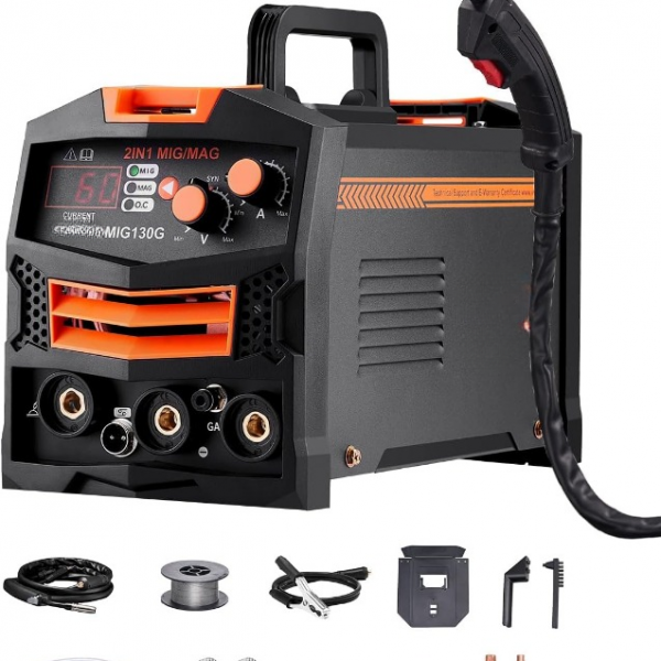 mig schweißgerät 130a 2in1 gas & fülldraht, schweißtechnik für werkstatt, hobby & handwerk