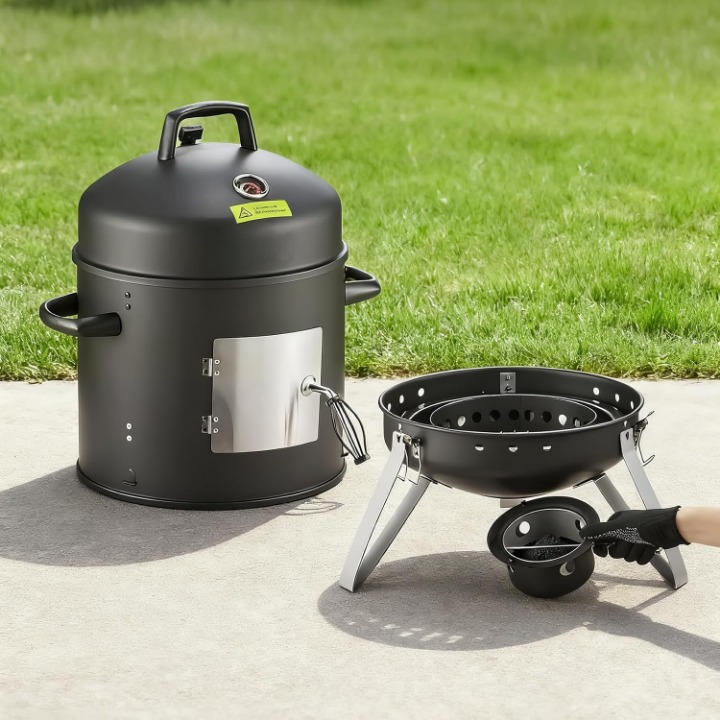 räuchertonne 40cm vertikaler bbq smoker kompakter holzkohlegrill & räucherofen für garten und camping räuchertonne 40cm vertikaler bbq smoker kompakter holzkohlegrill & räucherofen für garten und camping