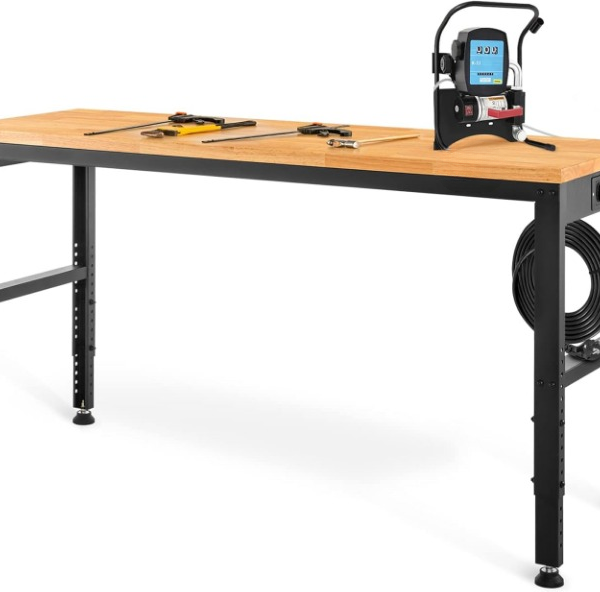 höhenverstellbare werkbank 122x61x97cm professioneller arbeitstisch für werkstatt & garage, bis 907kg belastbar
