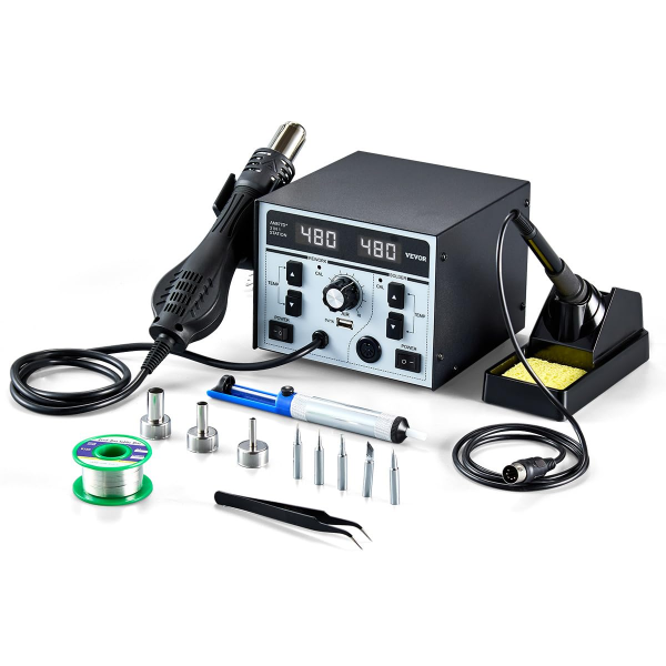 2 in 1 professionelle heißluft lötstation 820w digital rework station mit 5v usb ladeanschluss