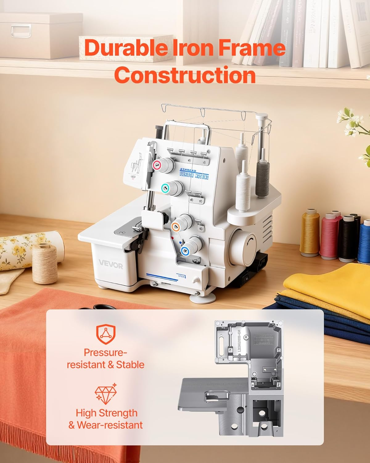 overlock nähmaschine 1250 stiche/min 3 4 faden led metallrahmen profi haushaltsgerät overlock nähmaschine 1250 stiche/min 3 4 faden led metallrahmen profi haushaltsgerät