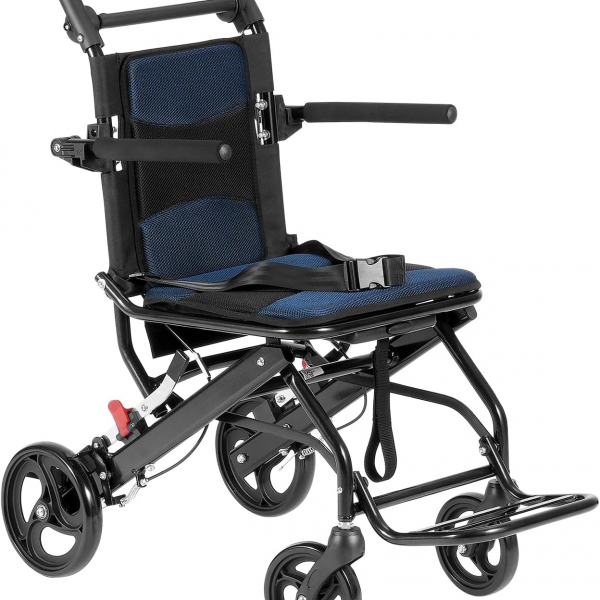 faltbar transport rollstuhl aluminium leicht klappbar armlehnen selbstsperrende bremse