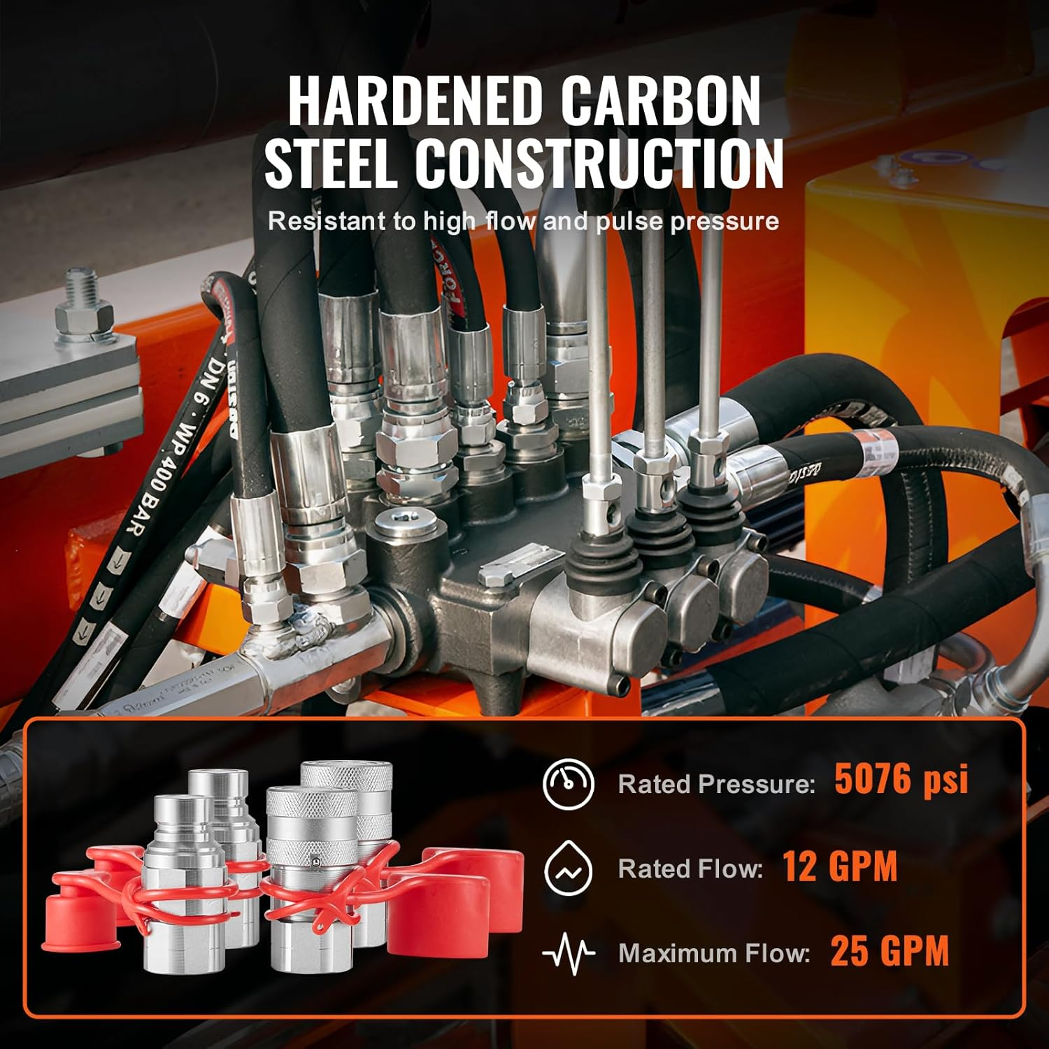 1/2" npt hydraulik flachkupplungen kompaktlader schnellkupplung 4 staubkappen 1/2" npt hydraulik flachkupplungen kompaktlader schnellkupplung 4 staubkappen