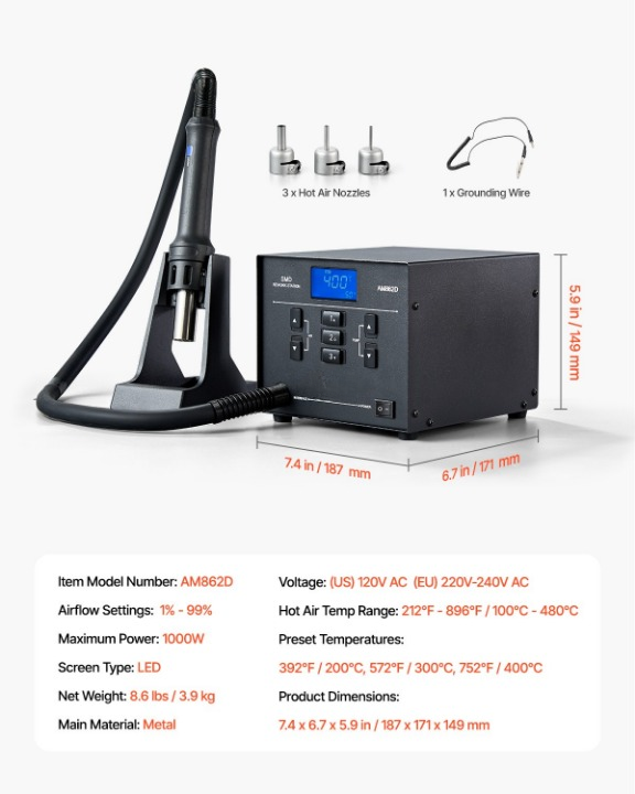 heißluft reworkstation 1000w led smd nacharbeitsstation 100 480℃ heißluft reworkstation 1000w led smd nacharbeitsstation 100 480℃