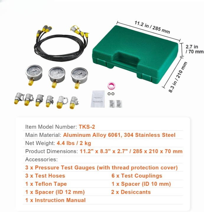 hydraulikdruck testset 250/400/600 bar 3 manometer 6 11 kupplungen 3 schläuche hydraulikdruck testset 250/400/600 bar 3 manometer 6 11 kupplungen 3 schläuche