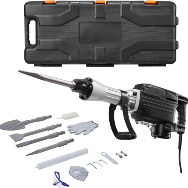 profi abbruchhammer 2800 w 1200 bpm + 3 meißel + schutzset für beton