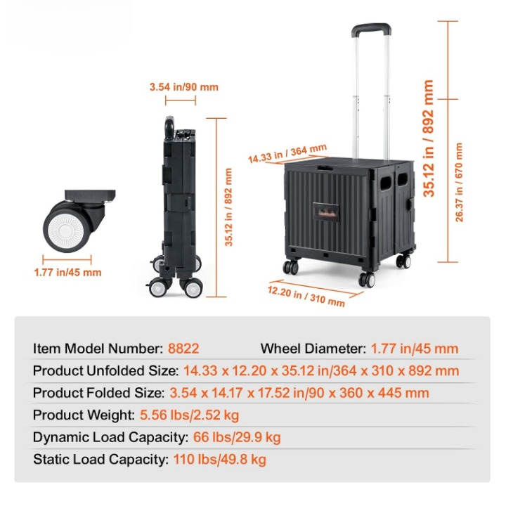 einkaufswagen klappbar 49,8 kg traglast trolley mit pp korb & gummirädern einkaufswagen klappbar 49,8 kg traglast trolley mit pp korb & gummirädern