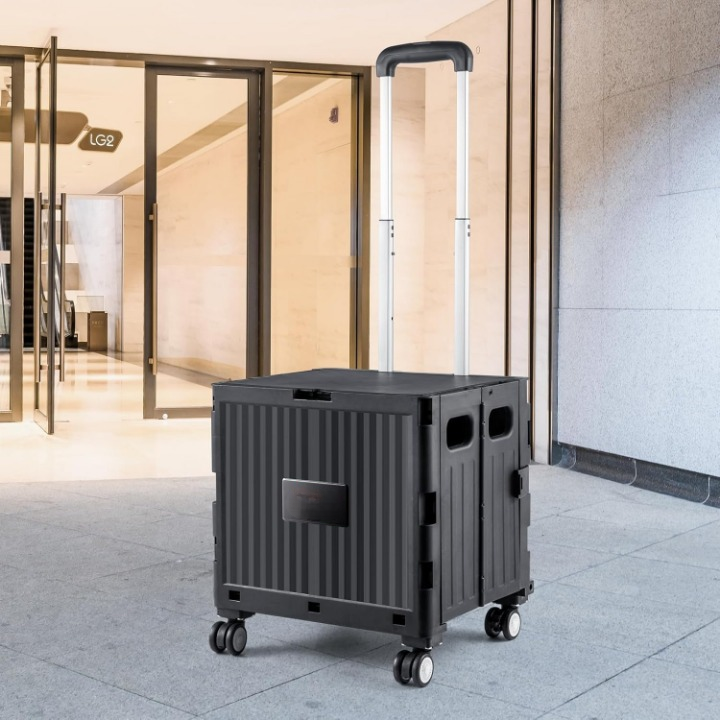 einkaufswagen klappbar 49,8 kg traglast trolley mit pp korb & gummirädern einkaufswagen klappbar 49,8 kg traglast trolley mit pp korb & gummirädern