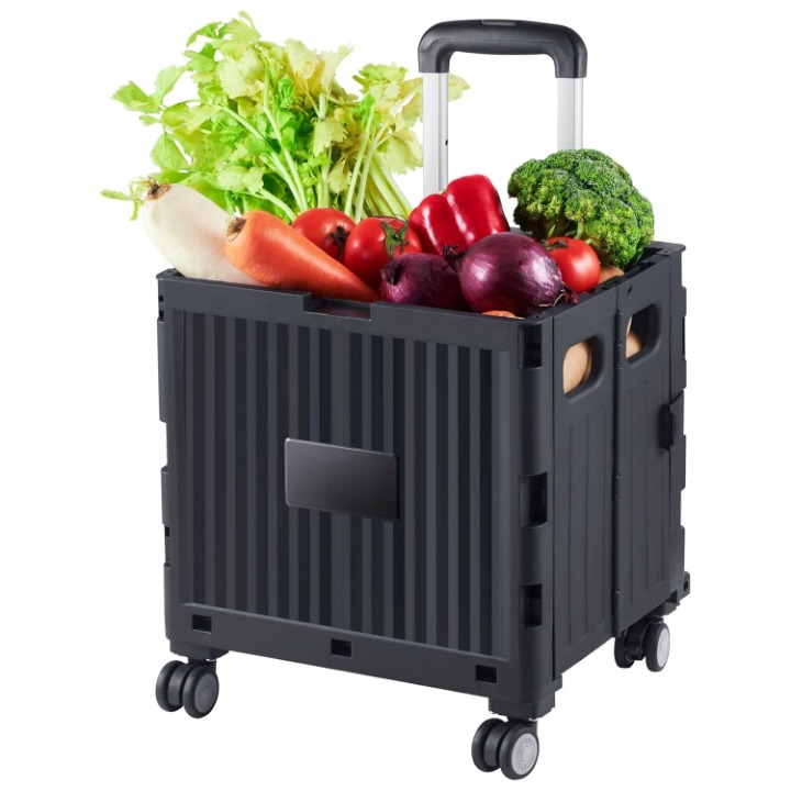 einkaufswagen klappbar 49,8 kg traglast trolley mit pp korb & gummirädern einkaufswagen klappbar 49,8 kg traglast trolley mit pp korb & gummirädern