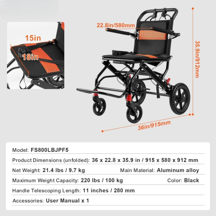faltbarer transportrollstuhl 915 × 580 × 912 mm aluminium 100 kg rollhilfe faltbarer transportrollstuhl 915 × 580 × 912 mm aluminium 100 kg rollhilfe