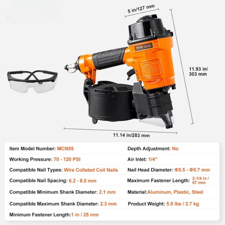 pneumatischer nagler 25–57 mm druckluft tacker coil nagelpistole de pneumatischer nagler 25–57 mm druckluft tacker coil nagelpistole de