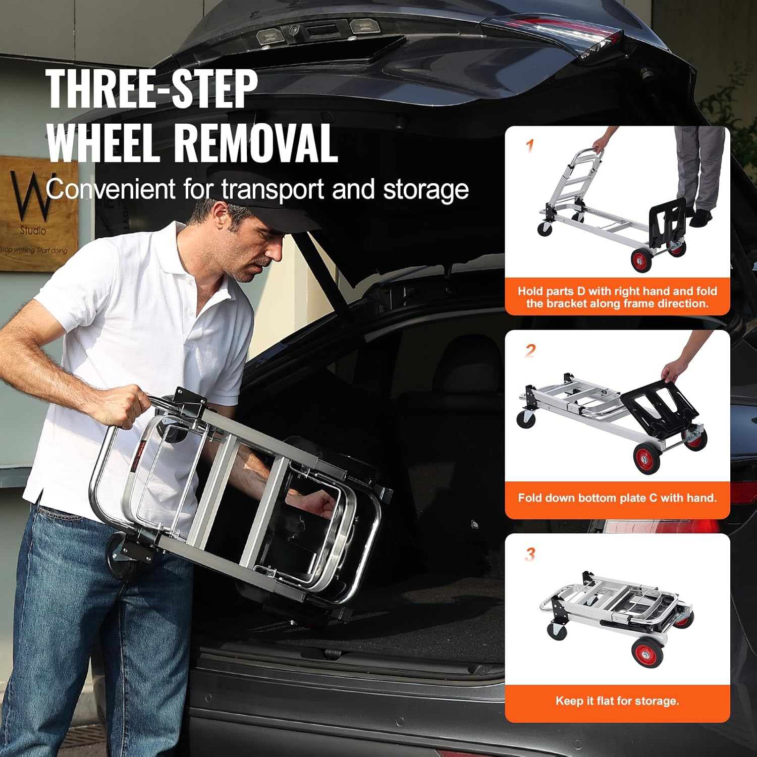 2 in 1 sackkarre plattformwagen klappbar 181 kg transportkarre aluminium handwagen 2 in 1 sackkarre plattformwagen klappbar 181 kg transportkarre aluminium handwagen