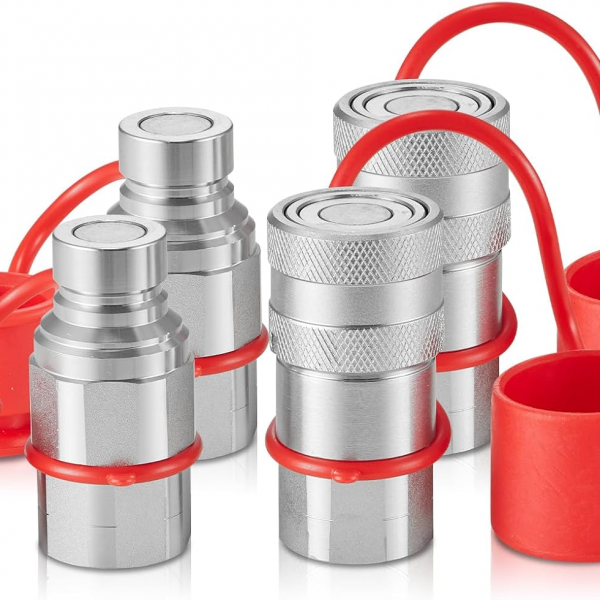 1/2" npt hydraulik flachkupplungen kompaktlader schnellkupplung 4 staubkappen