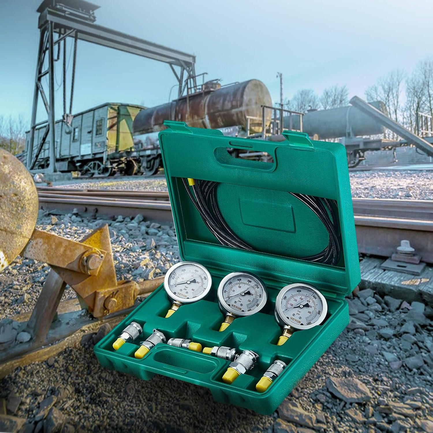 hydraulikdruck testset 250/400/600 bar 3 manometer 6 11 kupplungen 3 schläuche hydraulikdruck testset 250/400/600 bar 3 manometer 6 11 kupplungen 3 schläuche