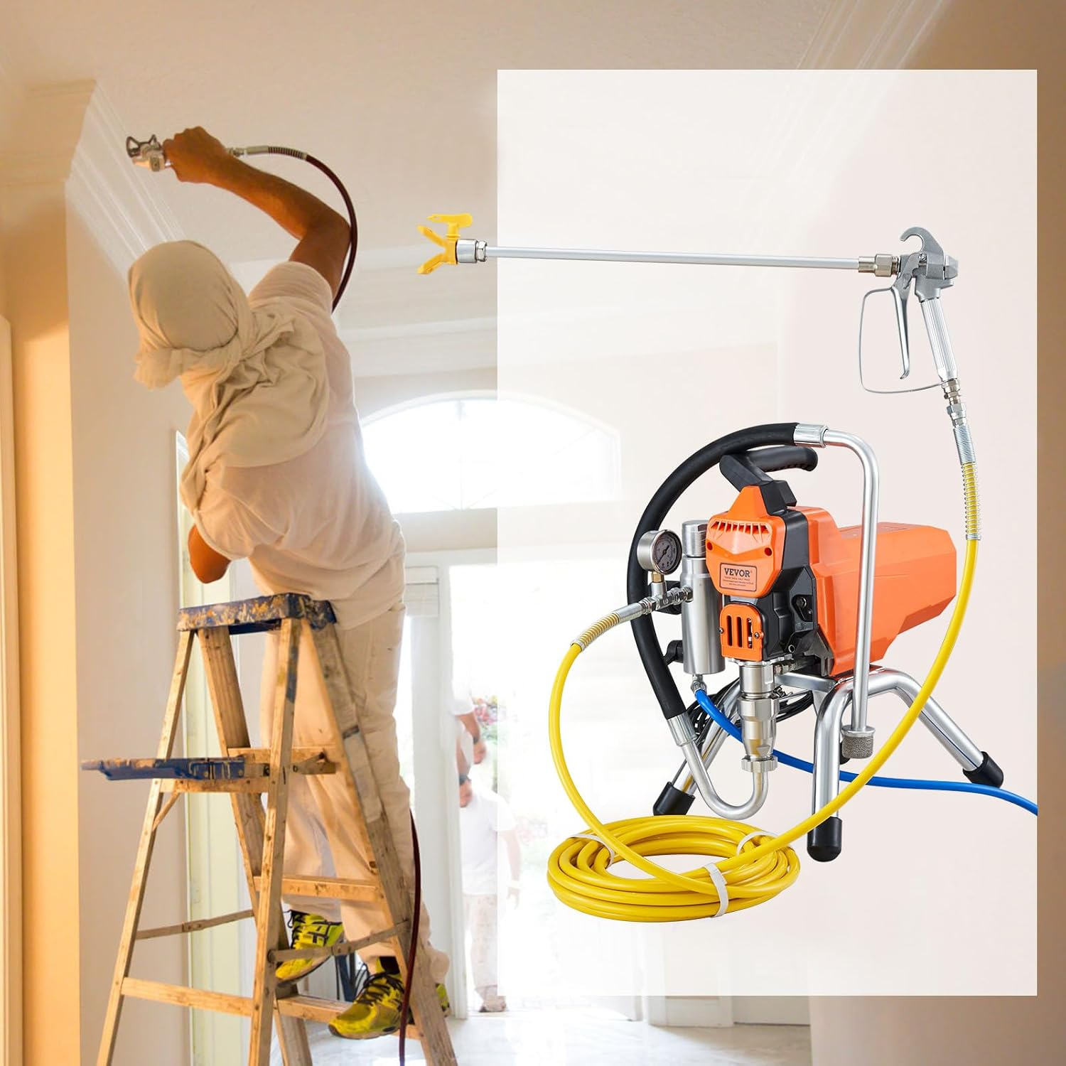 profi airless farbsprühsystem 2200 w 207 bar inkl. verlängerung & druckregler profi airless farbsprühsystem 2200 w 207 bar inkl. verlängerung & druckregler