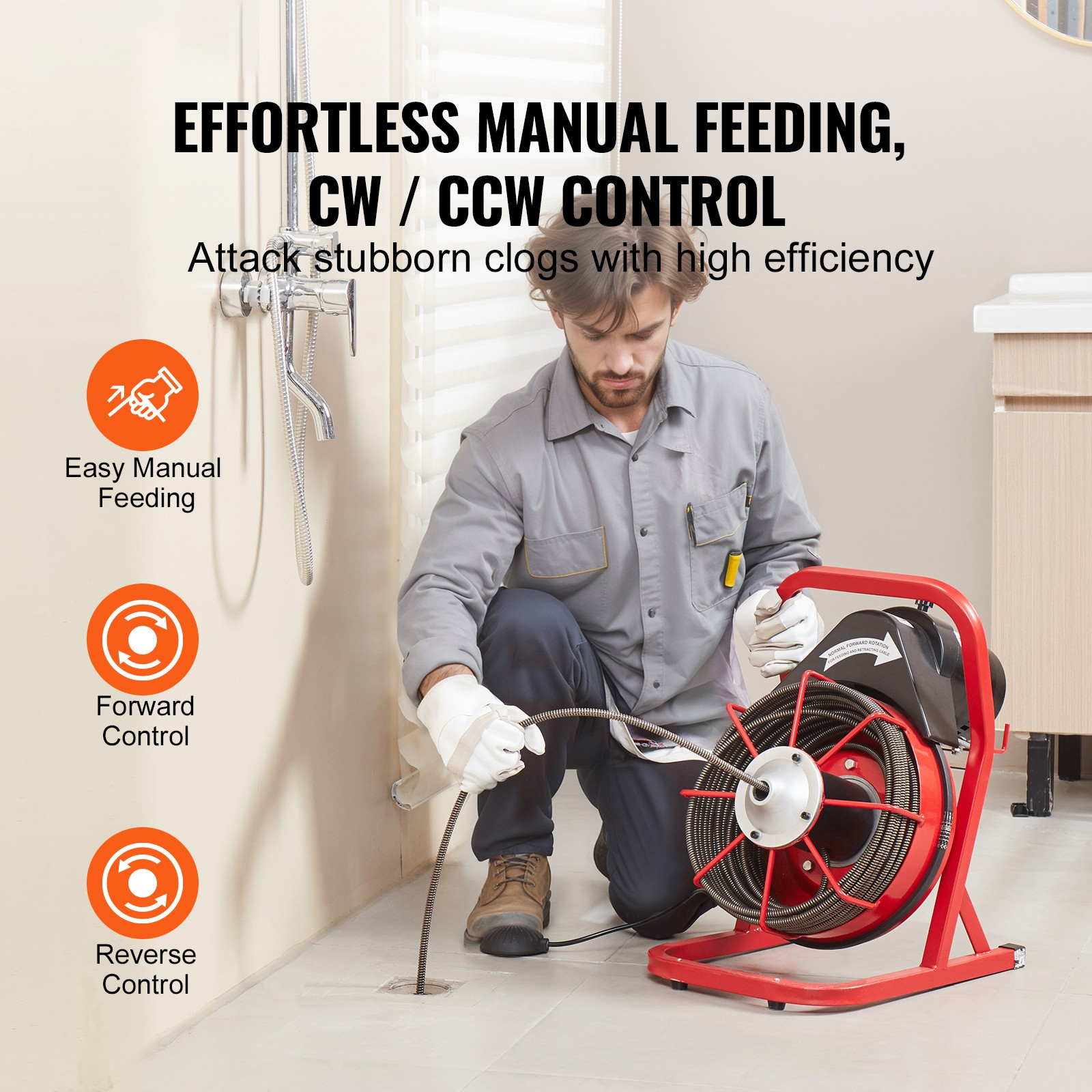 rohrreinigungsmaschine abflussreinigungsgerät 22,86 m x 9,53 mm manuelle zufuhr rohrreinigungsmaschine abflussreinigungsgerät 22,86 m x 9,53 mm manuelle zufuhr