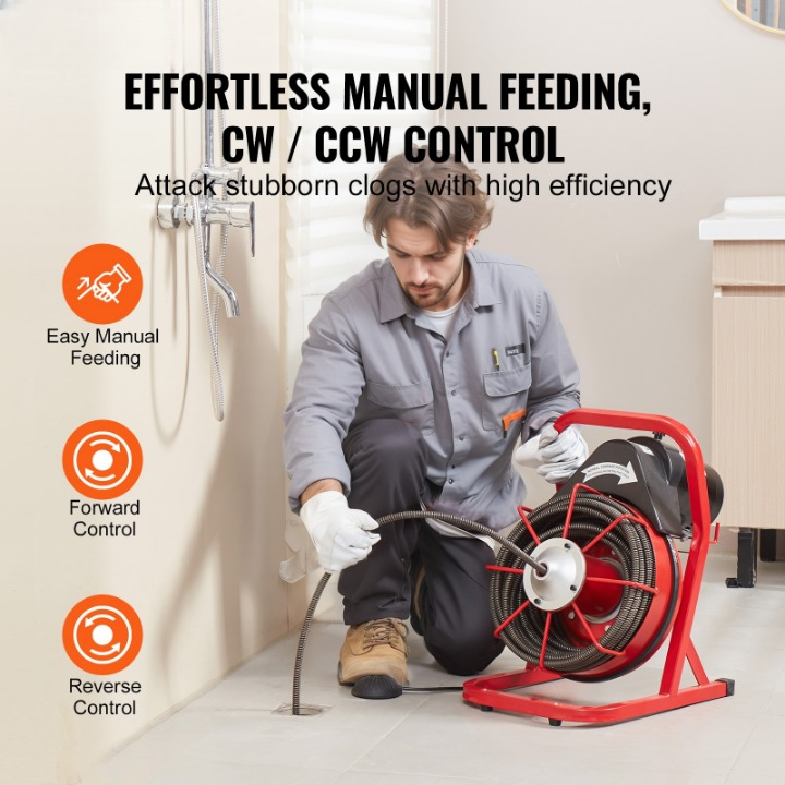 rohrreinigungsmaschine abflussreiniger manuelle zufuhr 22,86 m kabel 12,7 mm rohrreinigungsmaschine abflussreiniger manuelle zufuhr 22,86 m kabel 12,7 mm