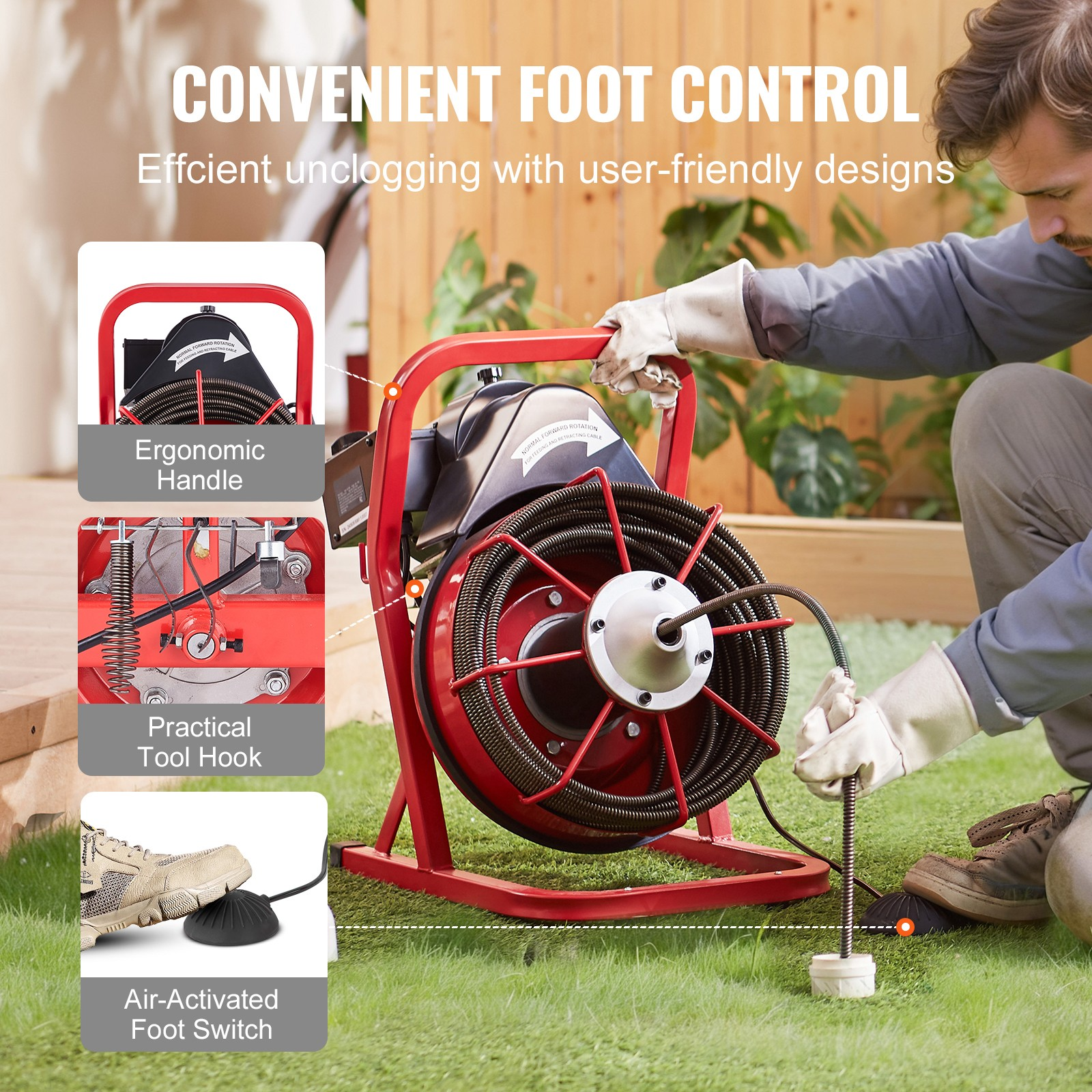 rohrreinigungsmaschine abflussreinigungsgerät 22,86 m x 9,53 mm manuelle zufuhr rohrreinigungsmaschine abflussreinigungsgerät 22,86 m x 9,53 mm manuelle zufuhr