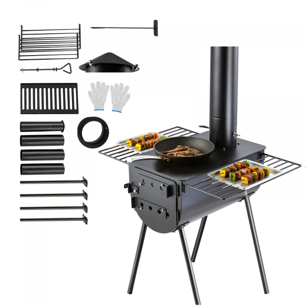 camping holzofen tragbar 118in zelt bbq ofen mit rohr outdoor grill ofen