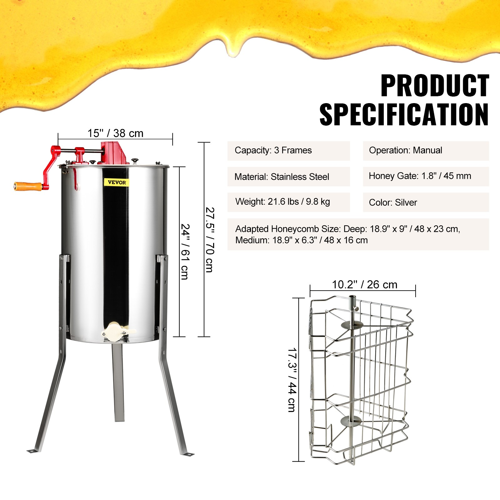 manuelle honigschleuder edelstahl 3 rähmchen tangential honig‑extractor imkerei manuelle honigschleuder edelstahl 3 rähmchen tangential honig‑extractor imkerei