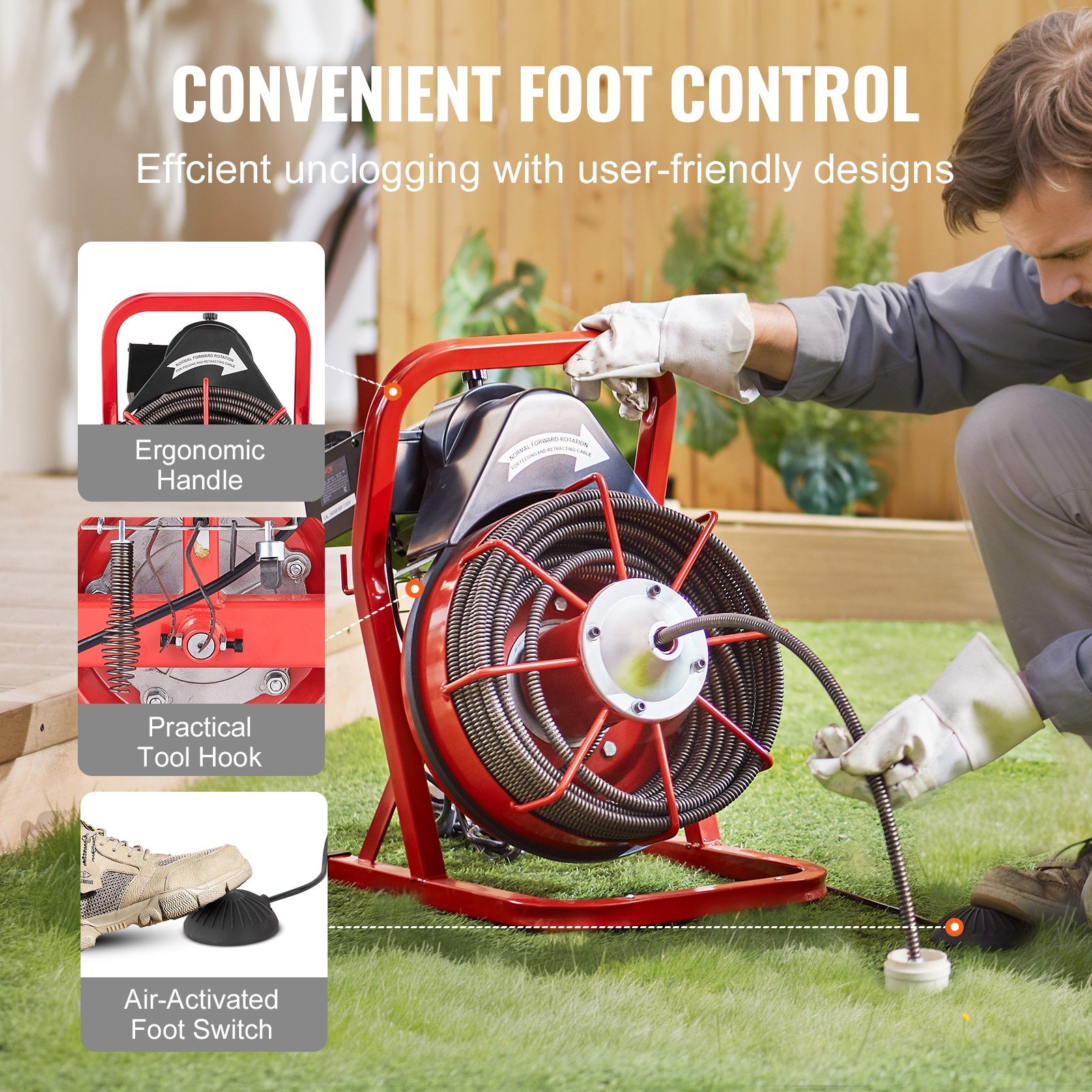 rohrreinigungsmaschine abflussreiniger manuelle zufuhr 22,86 m kabel 12,7 mm rohrreinigungsmaschine abflussreiniger manuelle zufuhr 22,86 m kabel 12,7 mm