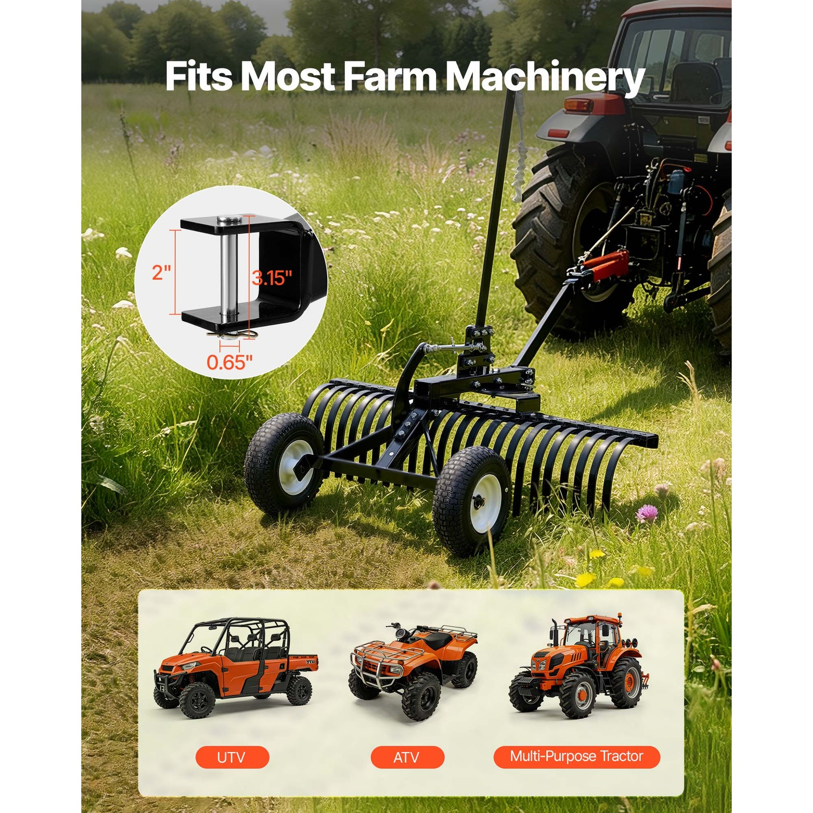 vertikutierer rasenrechen 1219mm 24 zinken höhen winkelverstellung, atv traktor vertikutierer rasenrechen 1219mm 24 zinken höhen winkelverstellung, atv traktor