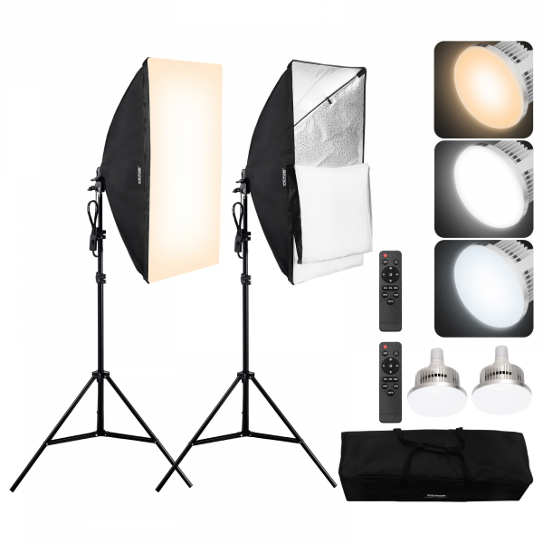 fotostudio softbox set 50x70cm 45w 3000–6500k led birnen für aufnahmen