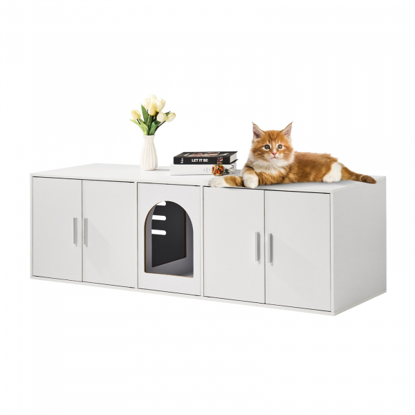 katzenklo schrank weiß 147×46×45 cm versteckte katzentoilette box
