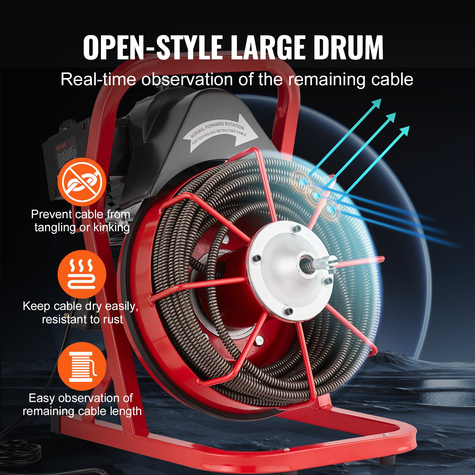 rohrreinigungsmaschine abflussreiniger manuelle zufuhr 22,86 m kabel 12,7 mm rohrreinigungsmaschine abflussreiniger manuelle zufuhr 22,86 m kabel 12,7 mm