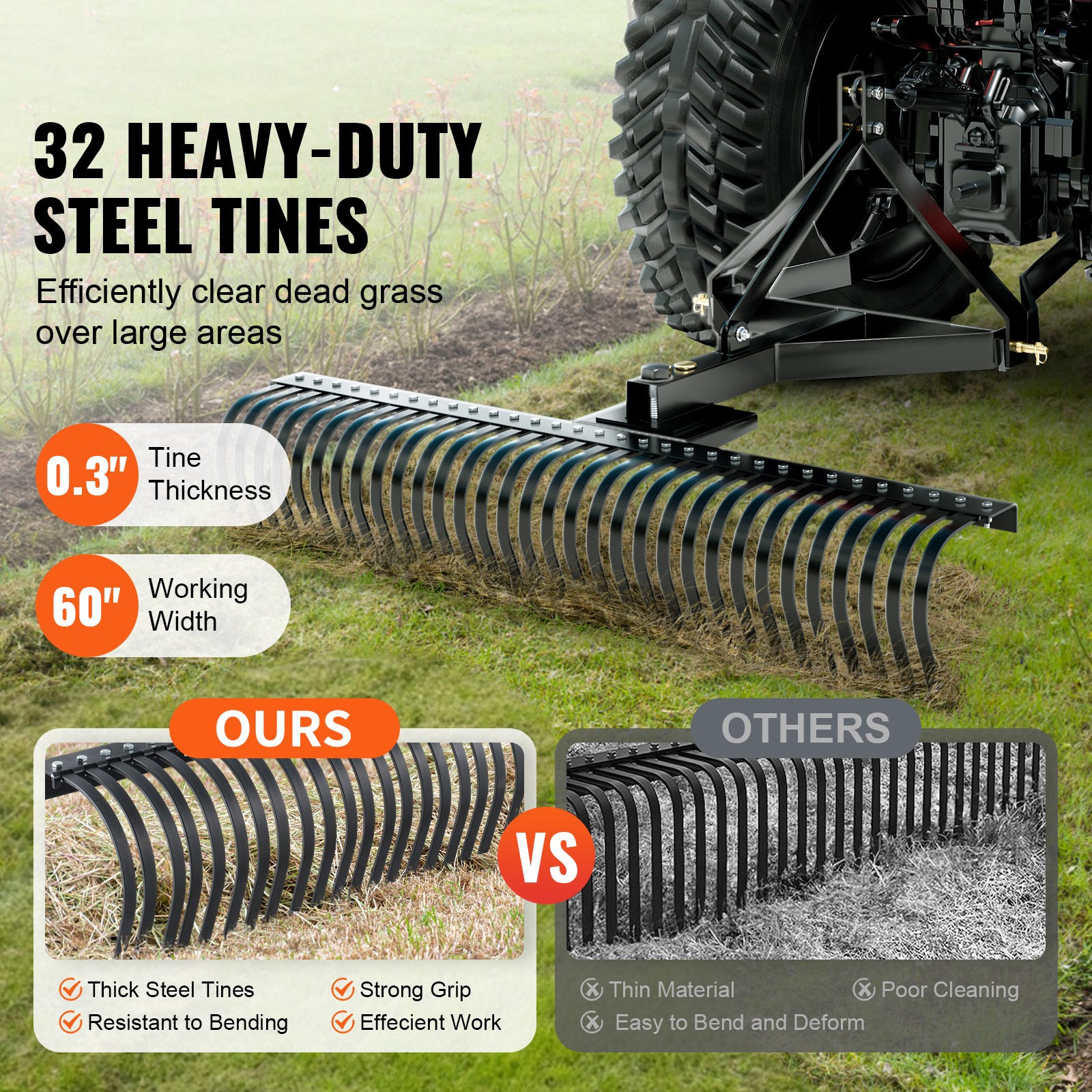 vertikutierer 1525mm 32 stahlzinken rasenluefter dreipunkt gartenrechen vertikutierer 1525mm 32 stahlzinken rasenluefter dreipunkt gartenrechen