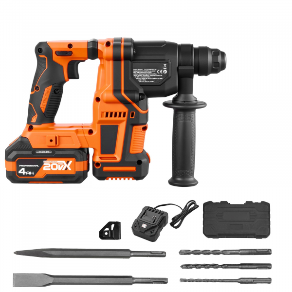 20v akku bohrhammer sds plus 13 16mm meisselhammer 3 bohrer meißel mauerwerk