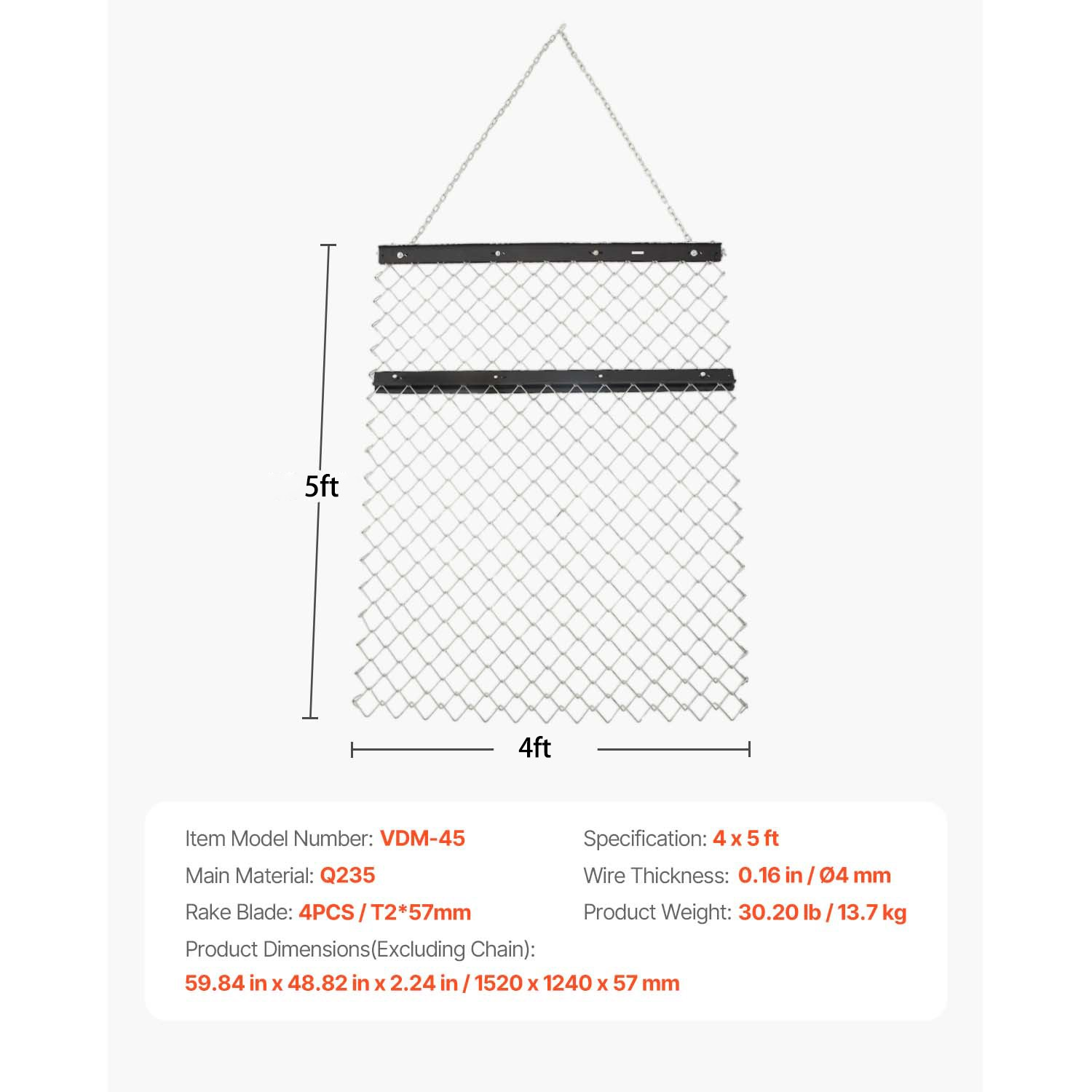 wiesenegge 1520x1240x57mm schleppegge wiesenschleppe feldegge für atv utv wiesenegge 1520x1240x57mm schleppegge wiesenschleppe feldegge für atv utv
