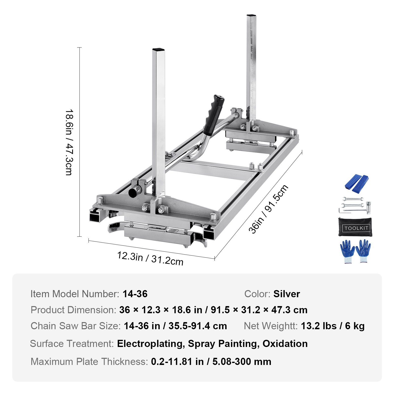 kettensäge sägehilfe 14 36" guide bar mill max 300mm schnitthöhe stahl kettensäge sägehilfe 14 36" guide bar mill max 300mm schnitthöhe stahl