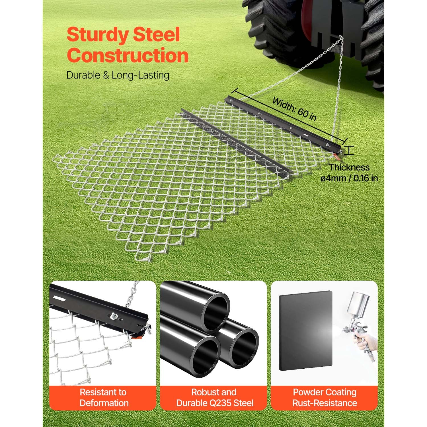 wiesenegge 1520x1240x57mm schleppegge wiesenschleppe feldegge für atv utv wiesenegge 1520x1240x57mm schleppegge wiesenschleppe feldegge für atv utv