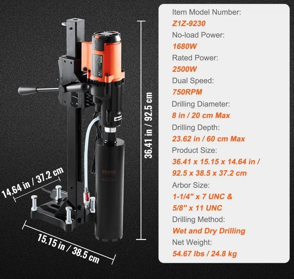 profi diamant kernbohrmaschine 3,2kw kernbohrmaschine nass & trockenbohren 20cm profi diamant kernbohrmaschine 3,2kw kernbohrmaschine nass & trockenbohren 20cm