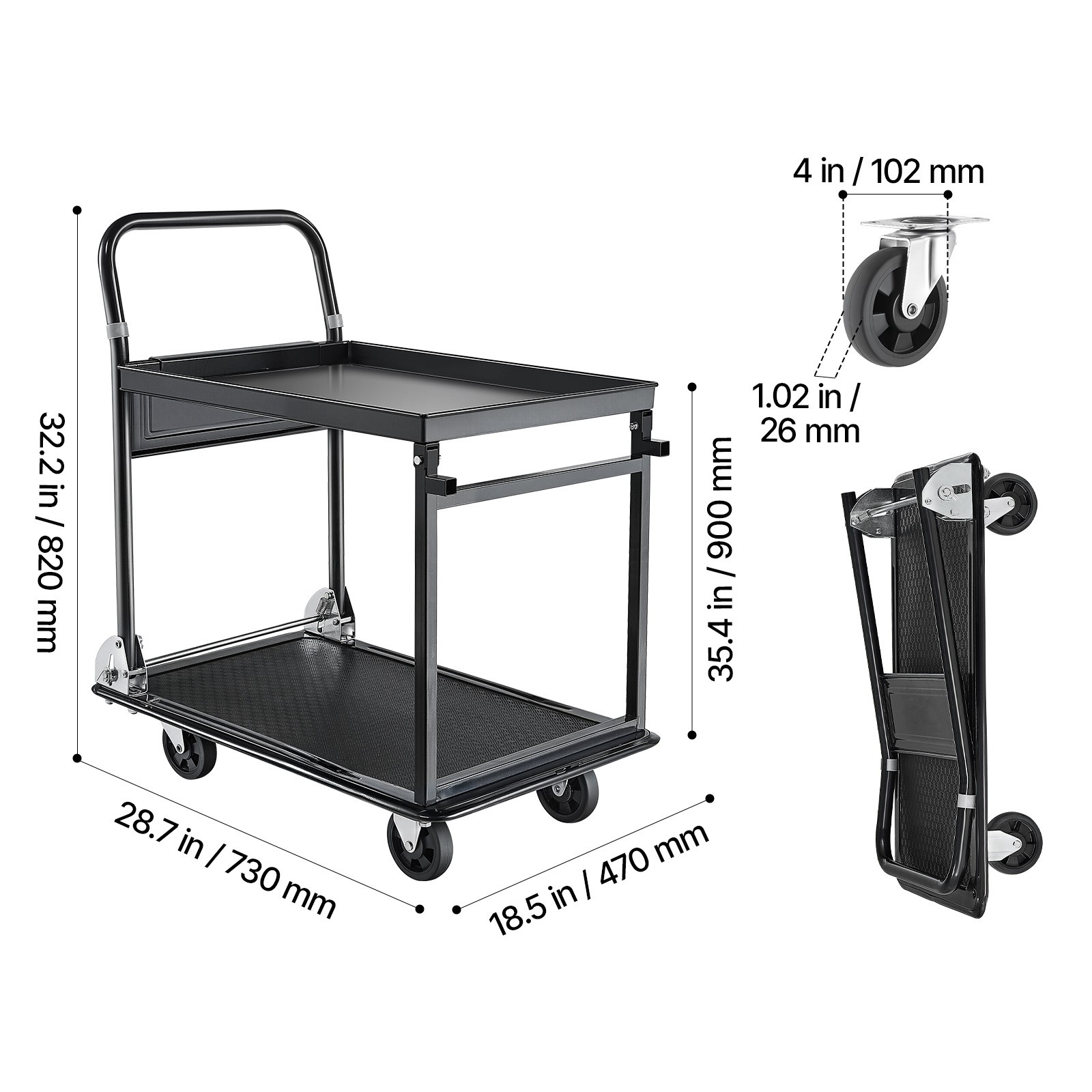 plattformwagen 317kg 2 etagen klappbar transportwagen werkstatt lager büro plattformwagen 317kg 2 etagen klappbar transportwagen werkstatt lager büro