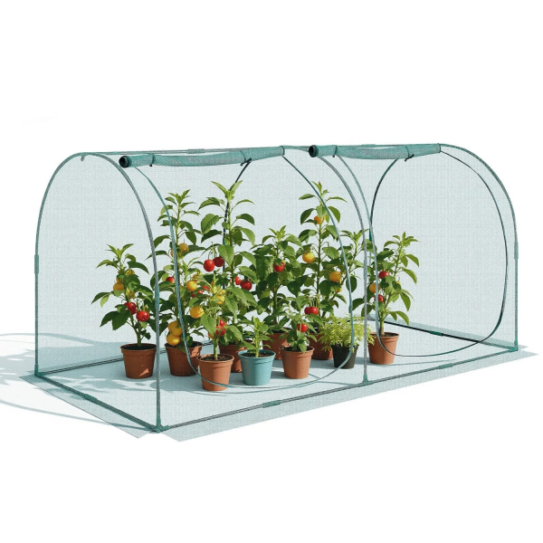 pflanzenschutzzelt 2489x120x120cm pflanzenkäfig gewächshaus garten reißverschluss