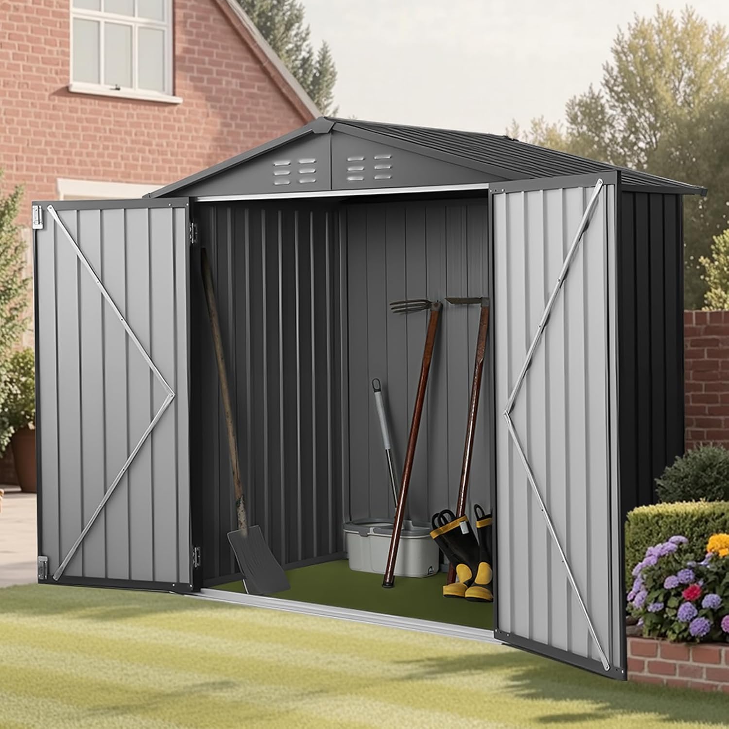 metall gerätehaus 186x121x184cm gartenschuppen abschließbar wetterfest metall gerätehaus 186x121x184cm gartenschuppen abschließbar wetterfest